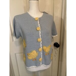 BellePointe VTG  NWT‎ Fuzzy Chicks Cardigan Easter Short Sleeve sweater Sz S